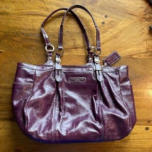 Coach east-west gallery patent leather purple